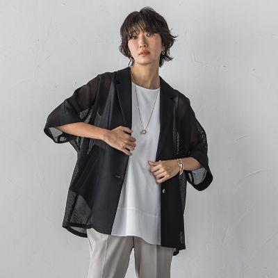 新色追加】”カーデみたいに羽織れる”メッシュジャケット | la.f 