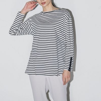 ＜la.f...（Women）＞上質タッチ綿１００％ボーダーカットソー≪洗濯機で洗える≫