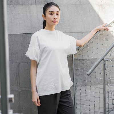 袖シアーカットソー≪洗濯機で洗える／吸水速乾／接触冷感≫