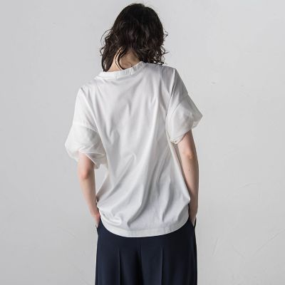 袖シアーカットソー≪洗濯機で洗える／吸水速乾／接触冷感≫