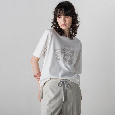 ＜la.f...（Women）＞刺しゅうコンパクトＴシャツ≪洗濯機で洗える≫