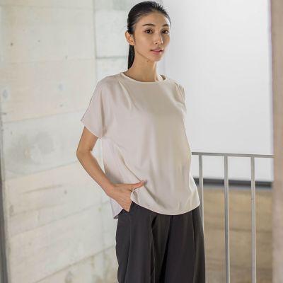 サテンドッキングスムースカットソー≪洗濯機で洗える≫ | la.f