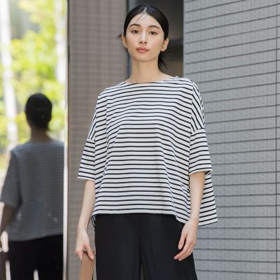 ボーダーカットソー≪洗濯機で洗える／紫外線防止≫