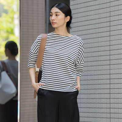 ボーダーカットソー≪洗濯機で洗える／紫外線防止≫