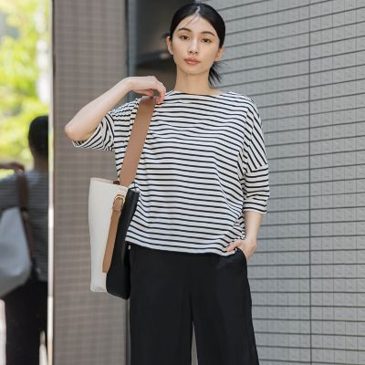 ボーダーカットソー≪洗濯機で洗える／紫外線防止≫