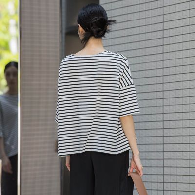 ボーダーカットソー≪洗濯機で洗える／紫外線防止≫