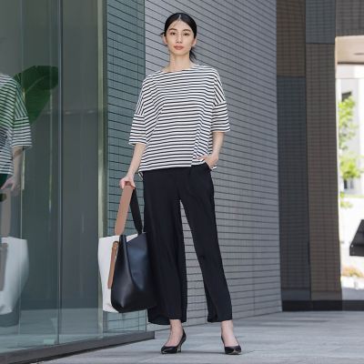 ボーダーカットソー≪洗濯機で洗える／紫外線防止≫