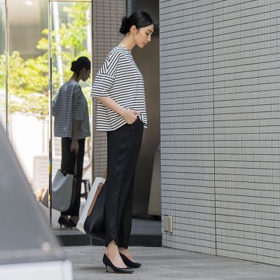 ボーダーカットソー≪洗濯機で洗える／紫外線防止≫