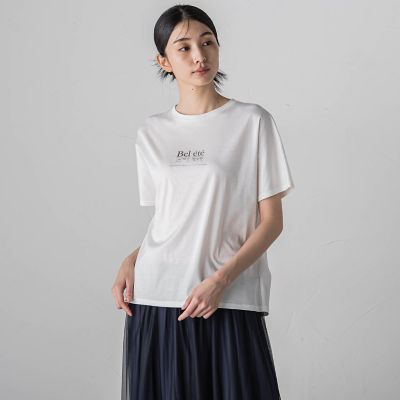 ＜la.f...（Women）＞箔プリントロゴＴシャツ≪手洗い可能／吸水速乾／接触冷感≫