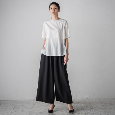 ライクアウーヴンケープ風カットソー≪洗濯機で洗える／接触冷感≫