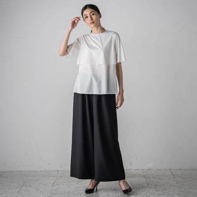 ライクアウーヴンケープ風カットソー≪洗濯機で洗える／接触冷感≫
