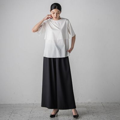 ライクアウーヴンケープ風カットソー≪洗濯機で洗える／接触冷感≫
