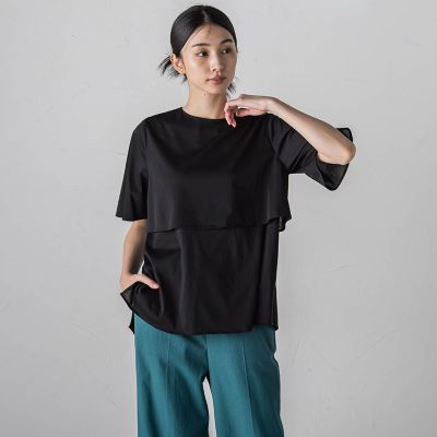 ライクアウーヴンケープ風カットソー≪洗濯機で洗える／接触冷感≫