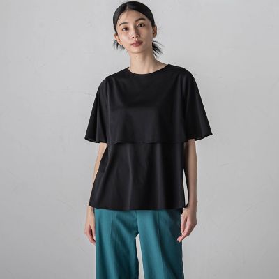 ライクアウーヴンケープ風カットソー≪洗濯機で洗える／接触冷感≫