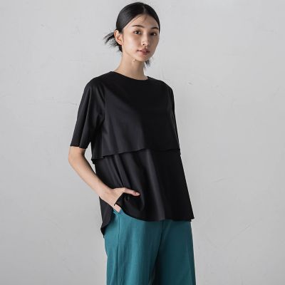 ライクアウーヴンケープ風カットソー≪洗濯機で洗える／接触冷感≫