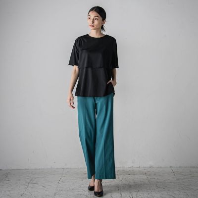 ライクアウーヴンケープ風カットソー≪洗濯機で洗える／接触冷感≫