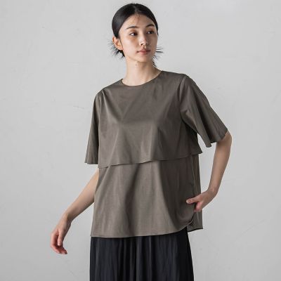 ライクアウーヴンケープ風カットソー≪洗濯機で洗える／接触冷感≫