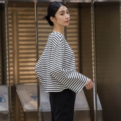 la.f...（Women）/ラ エフ ワイドスリーブボーダーカットソー≪洗濯機で洗える／吸水速乾／紫外線防止≫