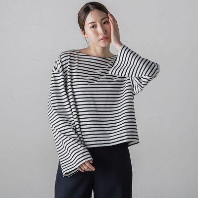 ワイドスリーブボーダーカットソー≪洗濯機で洗える／吸水速乾／紫外線防止≫