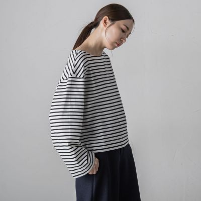 ワイドスリーブボーダーカットソー≪洗濯機で洗える／吸水速乾／紫外線防止≫