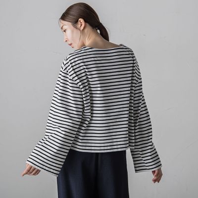 ワイドスリーブボーダーカットソー≪洗濯機で洗える／吸水速乾／紫外線防止≫