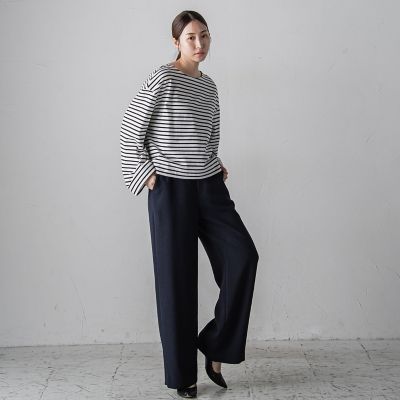 ワイドスリーブボーダーカットソー≪洗濯機で洗える／吸水速乾／紫外線防止≫
