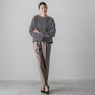 ワイドスリーブボーダーカットソー≪洗濯機で洗える／吸水速乾／紫外線防止≫