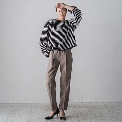 ワイドスリーブボーダーカットソー≪洗濯機で洗える／吸水速乾／紫外線防止≫