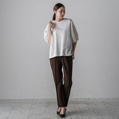 袖ジャガードポンチカットソー≪洗濯機で洗える／接触冷感／紫外線防止≫