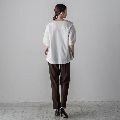 袖ジャガードポンチカットソー≪洗濯機で洗える／接触冷感／紫外線防止≫