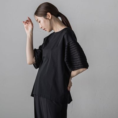 袖ジャガードポンチカットソー≪洗濯機で洗える／接触冷感／紫外線防止≫