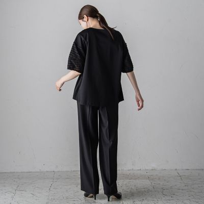 袖ジャガードポンチカットソー≪洗濯機で洗える／接触冷感／紫外線防止≫