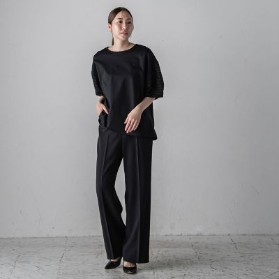 袖ジャガードポンチカットソー≪洗濯機で洗える／接触冷感／紫外線防止≫