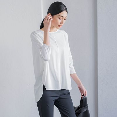 【カタログ掲載】バックリボンマシュマロポンチカットソー≪洗濯機で洗える≫