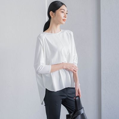 【カタログ掲載】バックリボンマシュマロポンチカットソー≪洗濯機で洗える≫