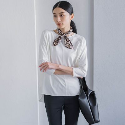 【カタログ掲載】バックリボンマシュマロポンチカットソー≪洗濯機で洗える≫