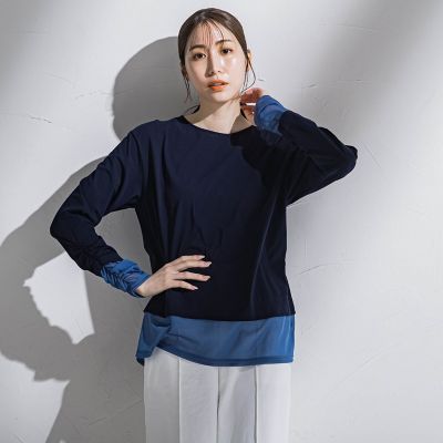 ＜la.f...（Women）＞シアードッキングカットソー≪洗濯機で洗える≫