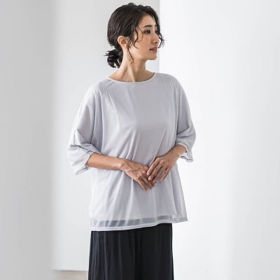 トリコットシフォンカットソー≪洗濯機で洗える≫
