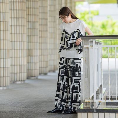 【ＷＥＢ限定】配色スカーフプリントカットソー≪洗濯機で洗える≫