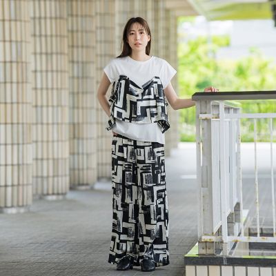 【ＷＥＢ限定】配色スカーフプリントカットソー≪洗濯機で洗える≫