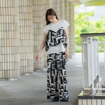 【ＷＥＢ限定】配色スカーフプリントカットソー≪洗濯機で洗える≫