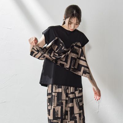 【ＷＥＢ限定】配色スカーフプリントカットソー≪洗濯機で洗える≫