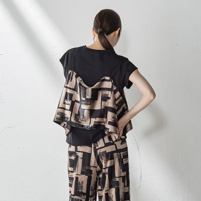 【ＷＥＢ限定】配色スカーフプリントカットソー≪洗濯機で洗える≫