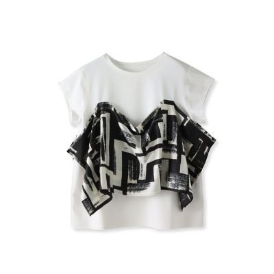 【ＷＥＢ限定】配色スカーフプリントカットソー≪洗濯機で洗える≫