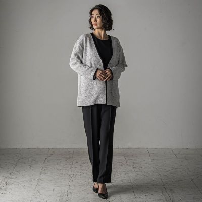 ツイードジャージカーデジャケット biyori】”ストレスフリーな着心地”ツイードジャージカーディガン