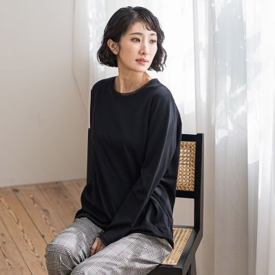 la.f...（Women）/ラ エフ マシュマロポンチカットソー&#8810;洗濯機で洗える&#8811; 04ブラック トップス【三越伊勢丹/公式】