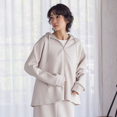 ＜la.f...（Women）＞ストレッチダンボールジップパーカー