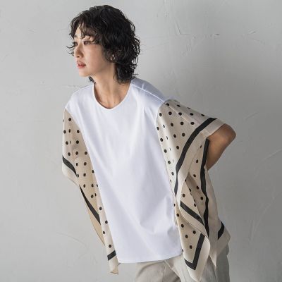 ＜la.f...（Women）＞ドットスカーフ切り替えカットソー