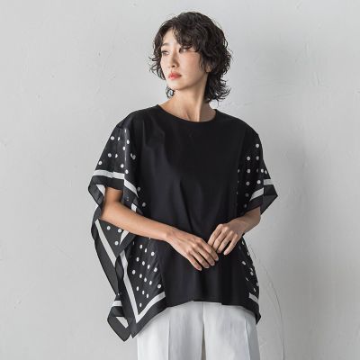 希少 annhagen 英字総柄 アシンメトリーフードカットソー S ドットスカーフ切り替えカットソー | la.f (Women)/ラ エフ | 三越