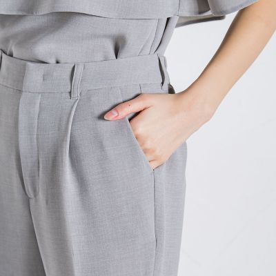 メランジツイルタックテーパードパンツ≪洗濯機で洗える／セットアップ対応≫